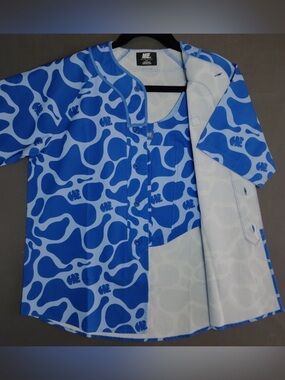 Melody Ehsani Blue Patterned Button-Up Jersey